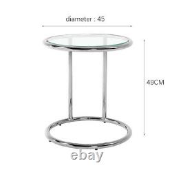 Glass Coffee Table Side End Stainless Steel Chrome Legs Living Room Tables Tray