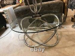 Glass and stainless steel side or coffee table