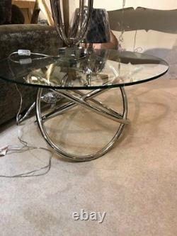 Glass and stainless steel side or coffee table