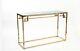 Gold Stainless Steel Console/hallway/dressing Table With Tempered Glass Top