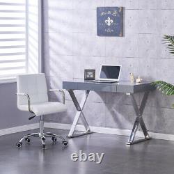 Grey High Gloss Computer Desk with Drawer Dressing Table Workstation Home Office