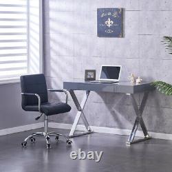 Grey High Gloss Computer Desk with Drawer Dressing Table Workstation Home Office