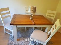 Grey & Oak Extending Dining Table & 4 Chairs L140-180cm x D90cm x H78cm ALFREDO