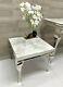 Grey/white Marble Louis Style Side End Lamp Table Stainless Steel Modern