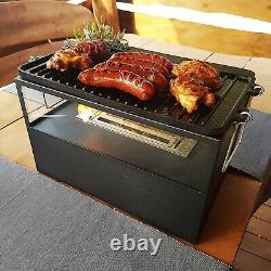 Grill Burner BBQ Table Barbecue Bioethanol Fuel Fireplace Iron Plate