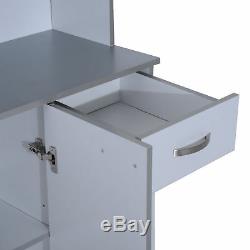 HOMCOM 4 Door Pantry Storage Cabinet Kitchen Display Table White