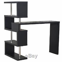 HOMCOM Bar Side Table Pivot Counter Wooden Shelving Bookcase