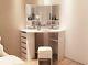 Harmin White Corner Dressing Table Includes Stool & Mirror Free Delivery