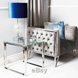 Harper Contemporary Stainless Steel Clear Glass Side End Lamp Display Table