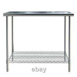 Heavy Duty Kitchen Stainless Steel Table Prep Work Bench Commercial Catering Use