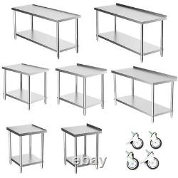 Heavy Duty Stainless Steel Kitchen Catering Table Work Bench Prep Table 2 Tier