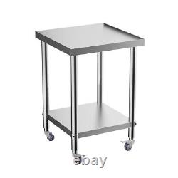 Heavy Stainless Steel Trolley Table Caster Work Bench Commercial Kitchen withWheel