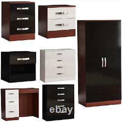 High Gloss Chest of Drawers Bedside Cabinet Dressing Table Wardrobe Bedroom