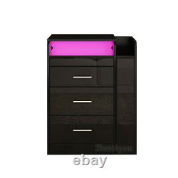 High Gloss Dressing Table Mirror with LED lights Chest of 3 Drawers Makeup Desk