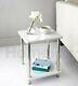 High Gloss Table 2 Shelf Unit With Stainless Steel Legs Coffee Side Table White