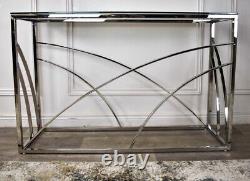 Hudson Silver Stainless Steel Console Table