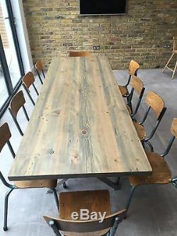 Kew Stainless Wooden Steel Industrial Style Dining Table X Shaped Legs Rustic