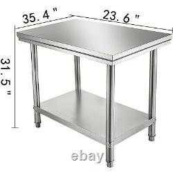 Kitchen Prep WVEVOR Commercial Table Stainless Steel ork Bench Catering Surface
