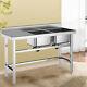 Kitchen Sink Catering Steel Double Bowl Wash Table With Left Platform Commercial