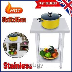 Kitchen Steel Working Operating Table 2 Layer Stainless 91x61x85cm UK HOT