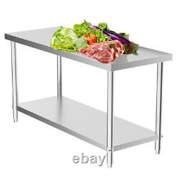 Kitchen Work Bench Catering Table 72x24 Commercial Stainless Steel 6x2ft Sturdy