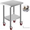 Kitchen Work Table Commercial Catering Bench Business Food Prep With Brakes