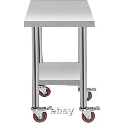 Kitchen Work Table Commercial Catering Bench Business Food Prep With Brakes
