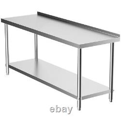 Kitchen Work Top Bench Catering Table 72x24 Commercial Stainless Steel 6x2ft