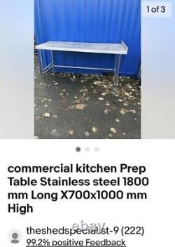 Kitchen prep table commercial stainless steel 1800 mm Long, 700wide 1000mm High