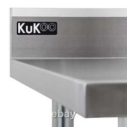 KuKoo 5ft Food Preparation Kitchen Catering Table, Stainless Steel, 250kg