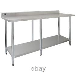 KuKoo 7FT Commercial Stainless Steel Kitchen Table Catering Prep Work Bench