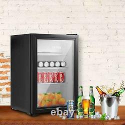LED Table Top Fridge 65L Beer Wine Drinks Fridge Mini Refrigerator with Glass Door