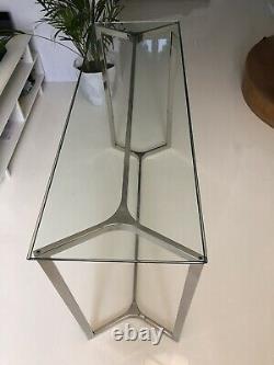 LIBRA FURNITURE Stainless Steel and Glass Console Table