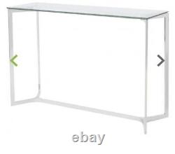 LIBRA FURNITURE Stainless Steel and Glass Console Table