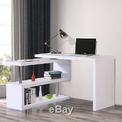 L Shape Desk Computer Corner Table Pivot Shelf Wood Bookcase Storage Display