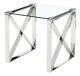 Lamp Table Side End Table Display Stand Clear Square Glass Stainless Steel Frame
