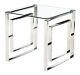 Lamp Table Side End Table Display Stand Clear Square Glass Stainless Steel Frame