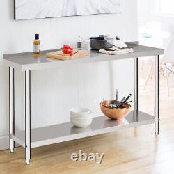 Large 6FT Catering Work Bench Table Stainless Steel Kitchen Worktop w Backsplash
