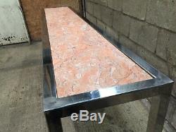 Large Marble and Stainless Steel Designer Console Table