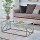 Large Morden Glass Stainless Steel Frame Coffee Table 120cm Dpd Next Day