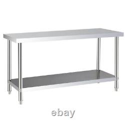 Large Stainless Steel Commercial Catering Kitchen Prep Table Work Bench 4FT/5FT