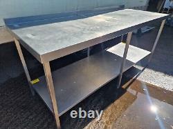 Large Stainless Steel Prep Table With Holes, Heavy Duty 200 X 80 X90cm £100+vat