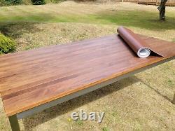 Large contemporary rectangular dining table wooden top, stainless steel base