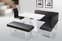 Liberty Modern High Gloss White Dining Table with Stainless Steel Base Furniture