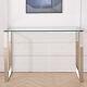 Living Room Tempered Glass Console Table Stainless Steel Chrome Legs Furniture