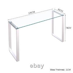 Living Room Tempered Glass Console Table Stainless Steel Chrome Legs Furniture