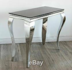 Louis Console Table Tempered Glass Hall Table Desk Modern in White Black Marble