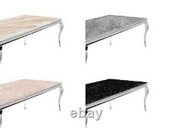 Louis polished stainless steel coffee table marble select colour
