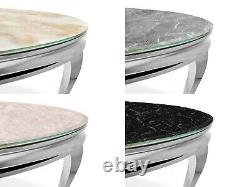 Louis polished stainless steel coffee table marble select colour