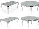 Louis Polished Stainless Steel Dining Table Marble Pacific Grey Select Size